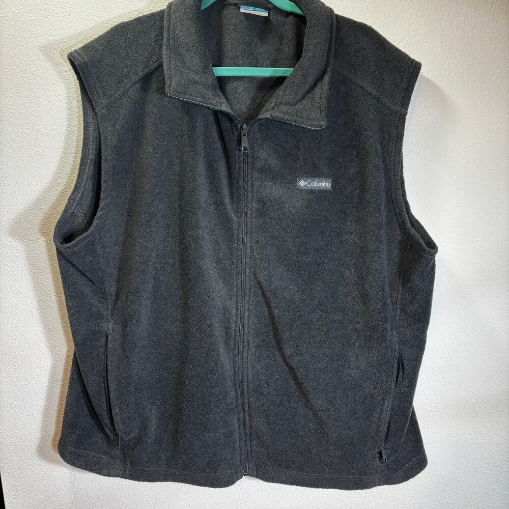 Columbia Men’s Fleece Vest XXL Full Zip Black Outdoor Hiking Layering Jacket